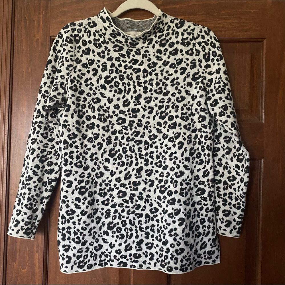 LOFT mock neck leopard print sweater